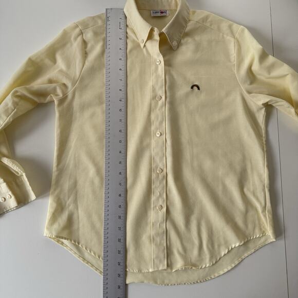 Vintage Square One Button-Up Shirt Butter Yellow Rainbow Embroidery Women Sz M/L - Picture 14 of 14